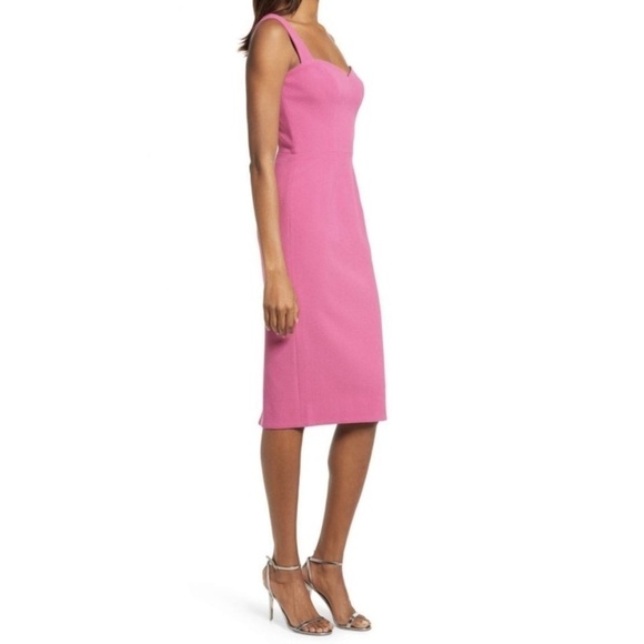 NEW Dress the Population Nicole Sweetheart Neck Cocktail Midi Sheath Dre… - Picture 2 of 5